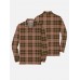 Plaid Series Vintage Brown Plaid 1980s or 1990s Men‘s Long Sleeve Polo