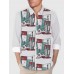 Comic Style Abstract Geometric Cup Pattern Printing Men's Long Sleeve Shirt